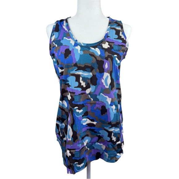 Philosophy Tops - Philosophy Blue and Brown Camouflage Tank Top Small New